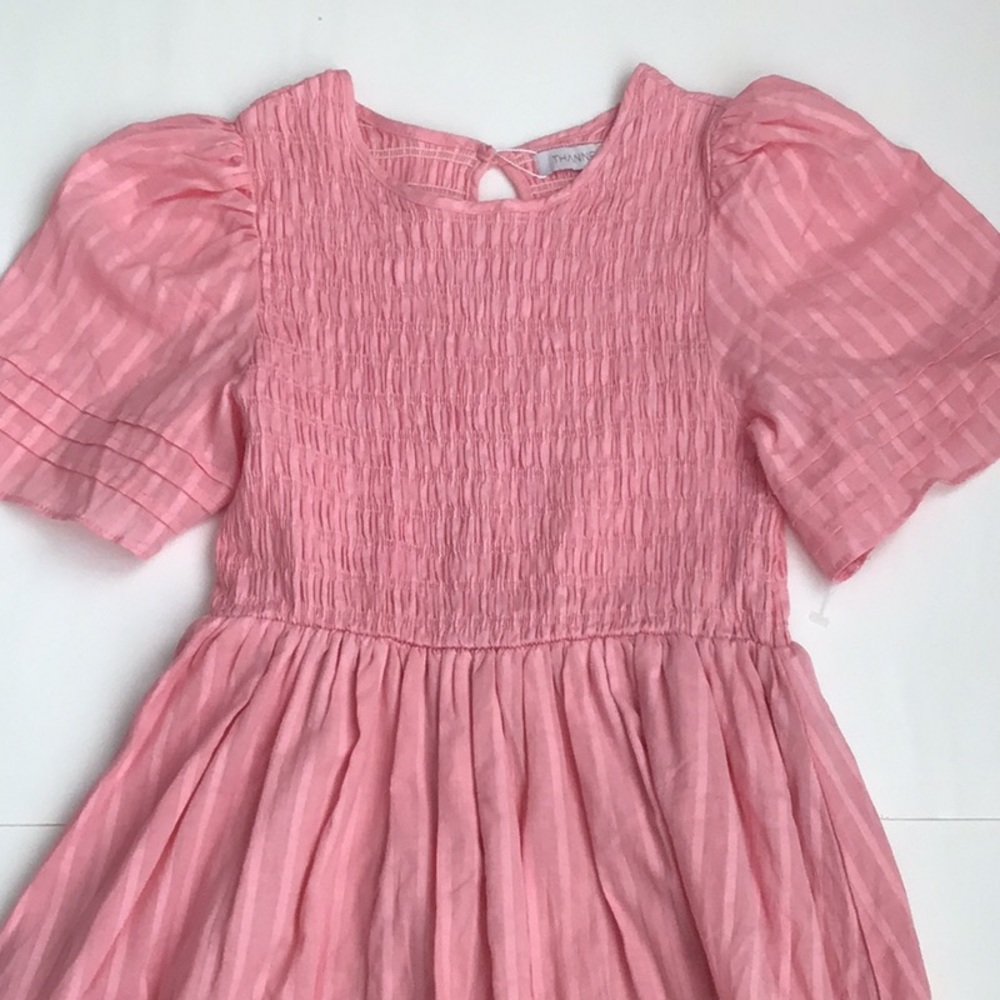 Smocked Puff Sleeve Maxi Dress in Pink
